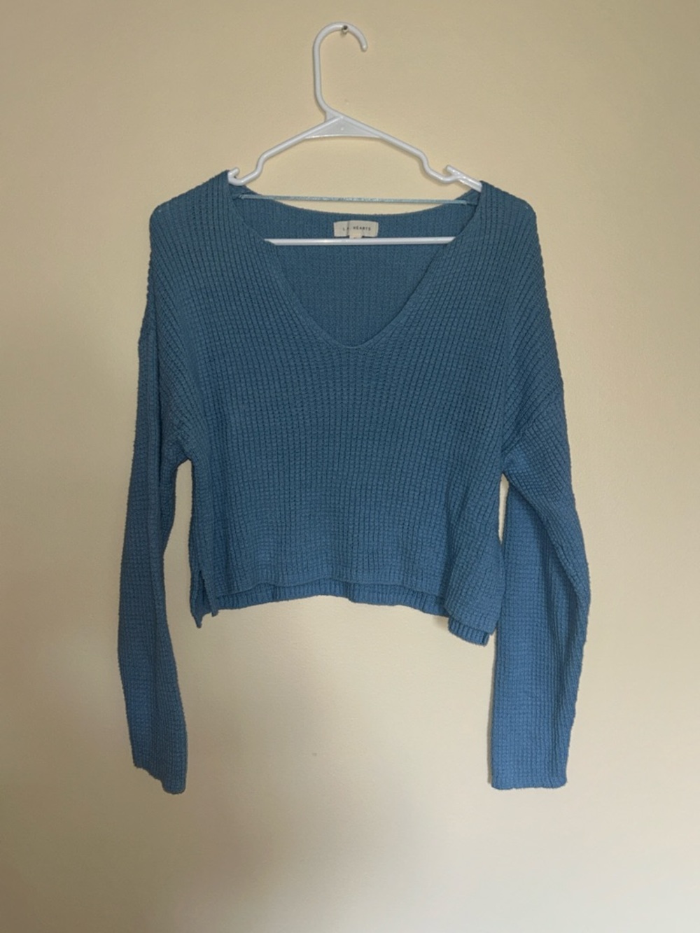 Sky Blue Ribbed Knit Top Women’s Size XS Soft Stretch Basic